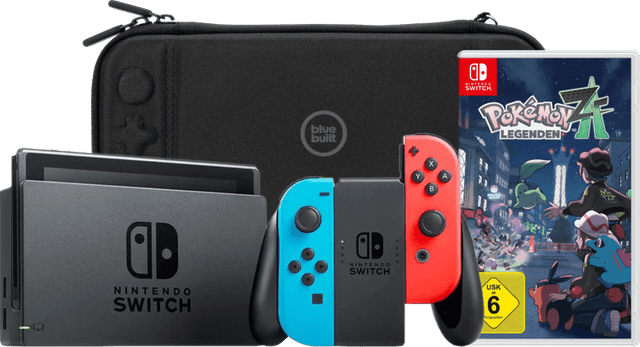 Detalle de Nintendo Switch Rot/Blau + Pokémon-Legenden: Z-A inkl. BlueBuilt Schutzhülle