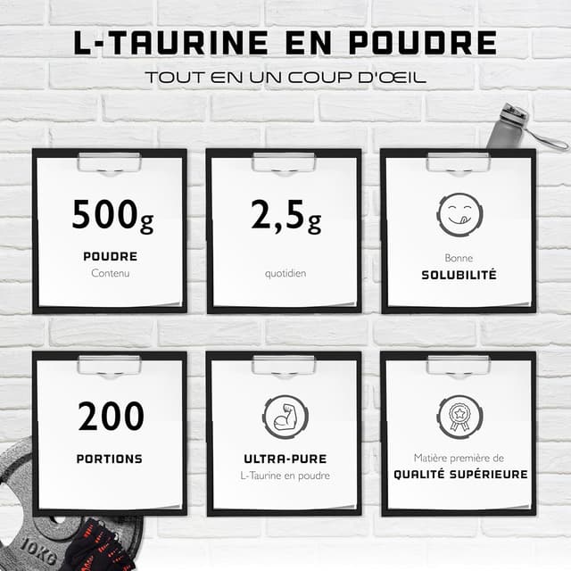 Detalle 2 de Taurine en poudre 500 g - solubilité optimale