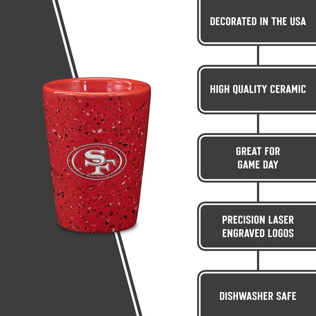 Detalle 2 de Rico Industries NFL Team Logo Wordmark Ceramic 2oz Shot Glass