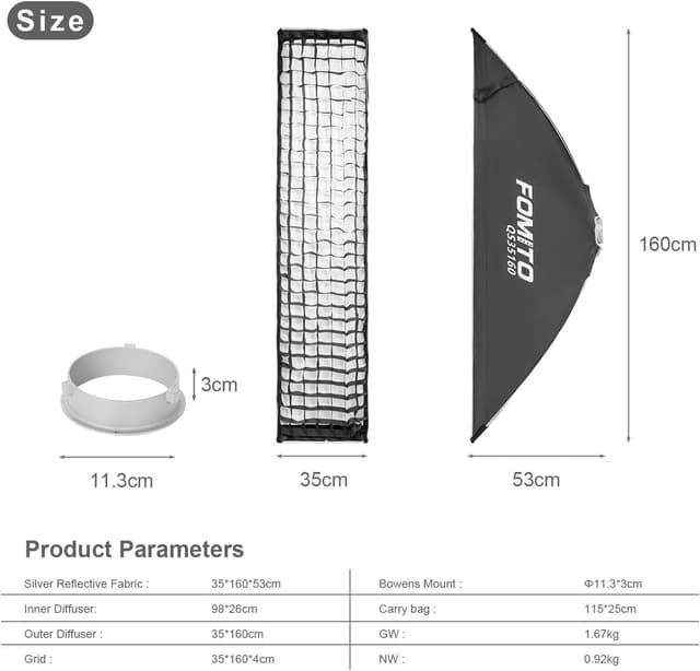 Detalle 2 de FOMITO QS35160 softbox strip 35 x 160cm