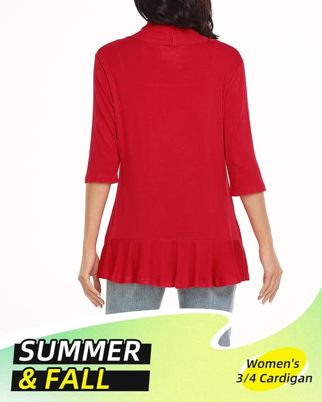 Detalle de Argstar Women’s 3/4 Sleeve Cardigan with Shawl Collar (S–3XL)