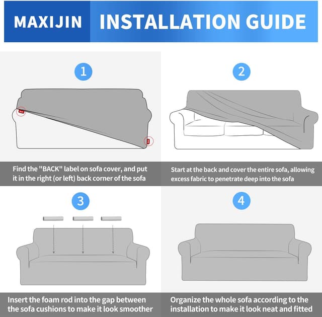 Detalle 2 de MAXIJIN Creative Jacquard housse de canapé 3 places super extensible kaki antidérapante (1 pièce)