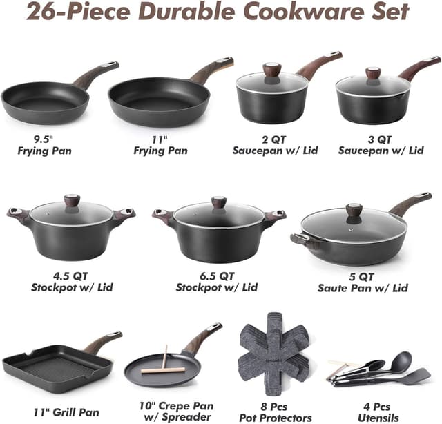 Detalle de SENSARTE 26-Piece Nonstick Cookware Set