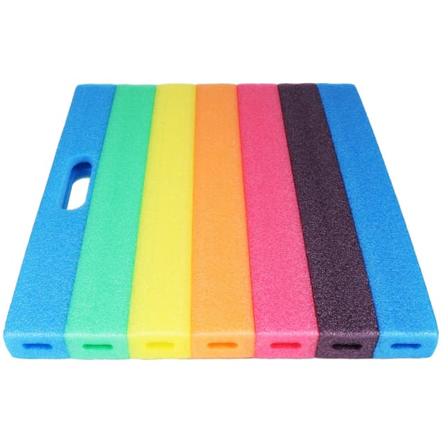 Detalle 2 de com-four® 2x Cuscini per ginocchia con maniglie (tappetino portatile in schiuma, Arcobaleno) per giardinaggio e sedile da stadio