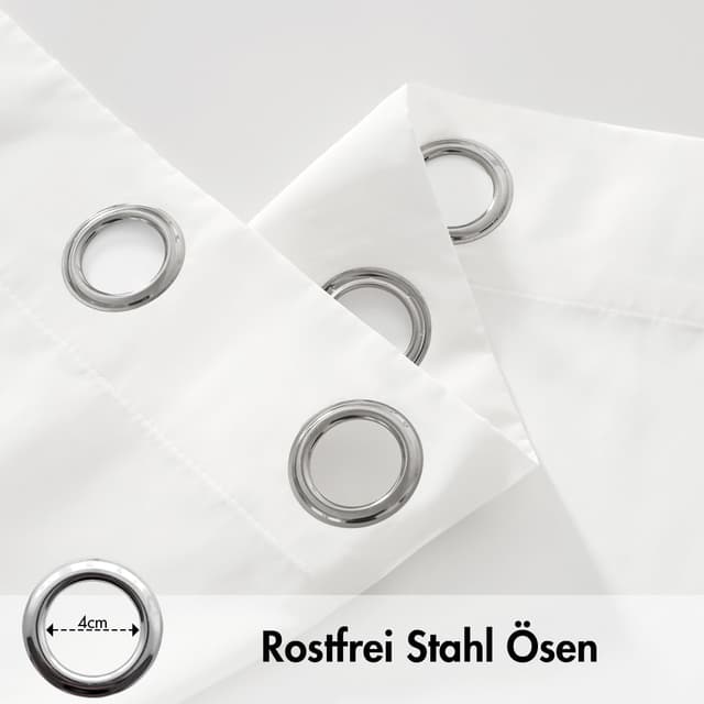 Detalle 2 de MIULEE Outdoor Vorhang transparent, wetterfest, mit Ösen – 2er Set (132 x 245 cm), Weiß
