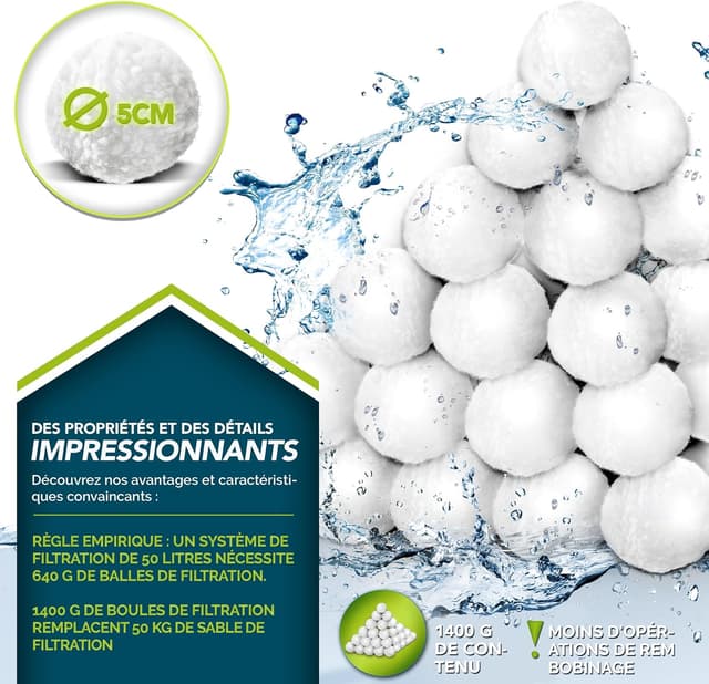 Thumbnail 6 de tillvex Balles filtrantes 1400 g pour piscine