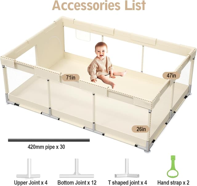 Detalle de Playpen for babies, 71x47 inch safety