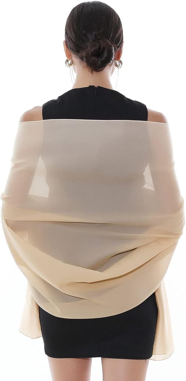 Detalle 2 de RIIQIICHY foulard/sciarpa in seta da donna in poliestere double-face, stola da cerimonia 180×90 cm