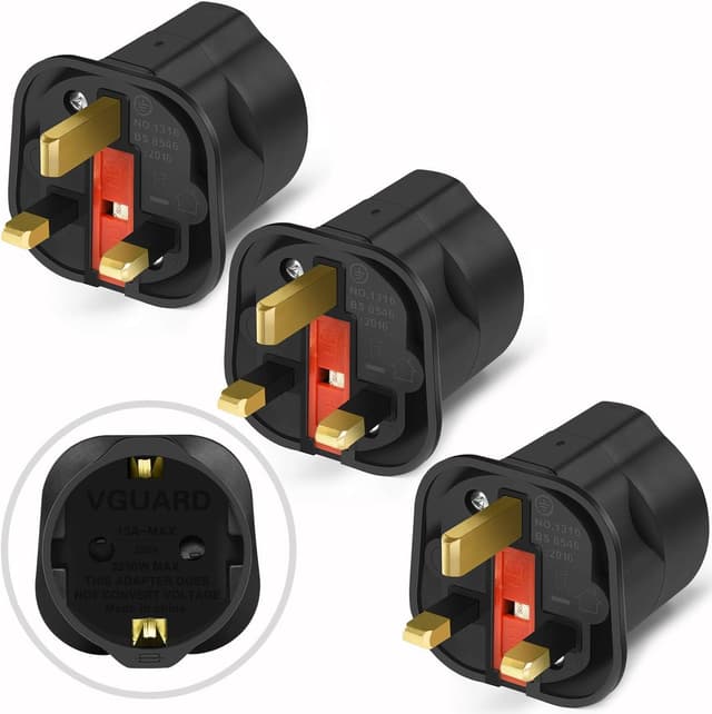 Detalle de VGUARD European to UK Plug Adapter 3 Pack 13A