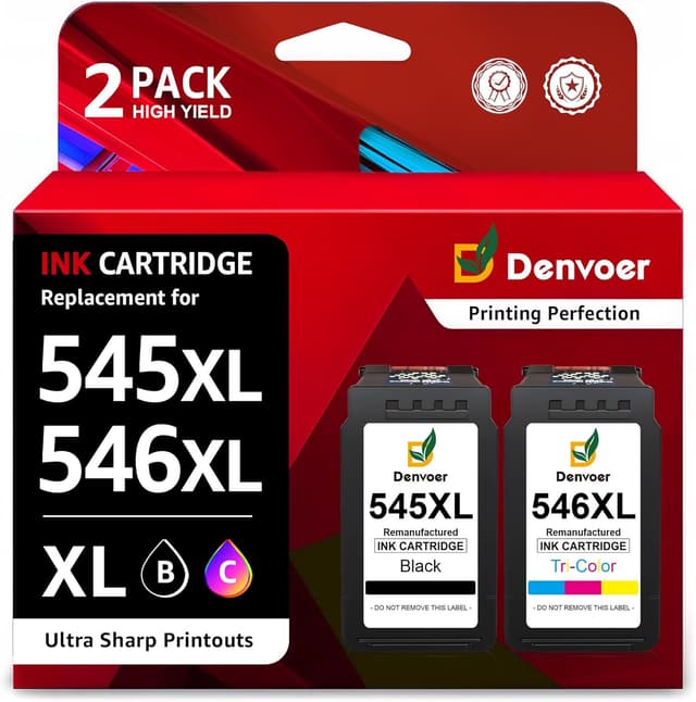 Detalle de Denvoer 545XL 546XL ink cartridges 1 Black 1 Colour 🖨