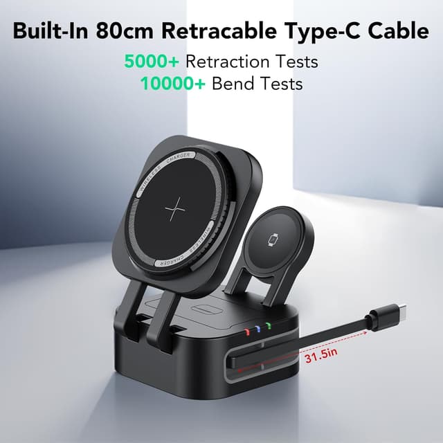 Detalle 2 de 15W Caricatore Wireless 3 in 1 con MagSafe 20W