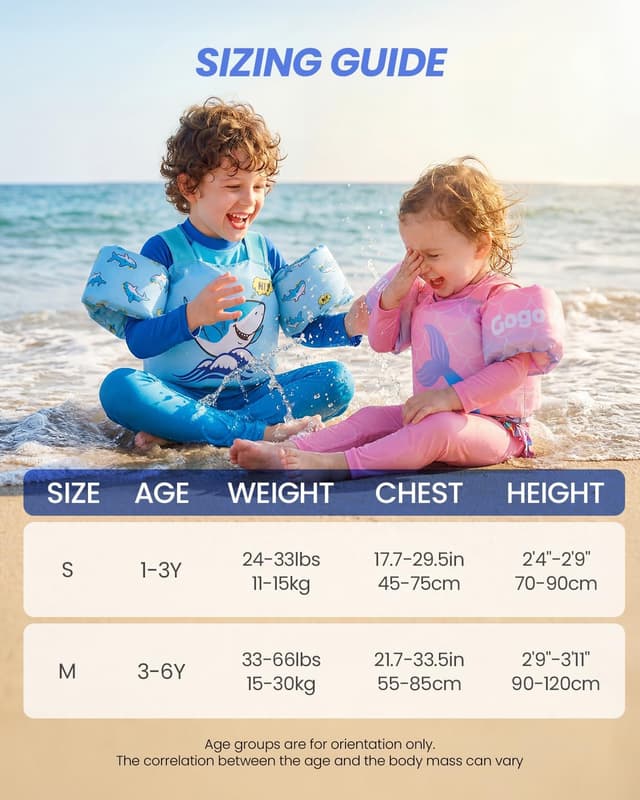 Detalle de Gogokids Toddler Swim Vest for Kids 24–66 lbs (ASTM F963-17 / CPSIA) — Adjustable Swim Jacket Water Wings