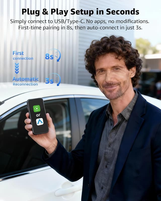 Detalle de Wireless CarPlay & Android Auto Adapter (C99) – Wired zu Wireless Upgrade, Plug & Play