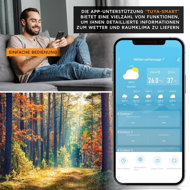 Thumbnail 4 de Brandson Wetterstation WLAN mit Außensensor 🌤