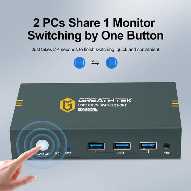 Thumbnail 5 de GREATHTEK 4K60Hz KVM Switch 2 PC
