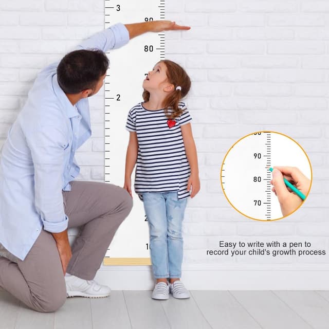 Detalle 2 de Aolso Metro Altezza Bambini da parete con grafico crescita e decorazione rimovibile (bianco)