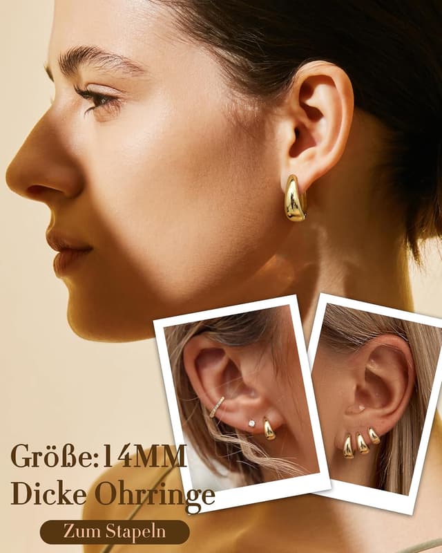 Detalle 2 de FIOROYAL 925 Silber Creolen 14K vergoldet