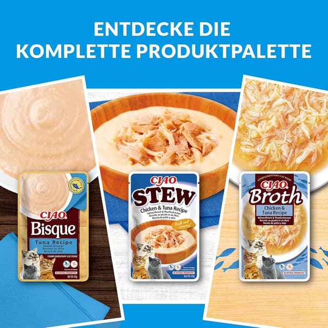 Thumbnail 4 de INABA Ciao Bisque Katzenfutter Nass ohne Getreide und Zucker, kalorienarm (28% Thunfisch) – 40 g im 12er Pack