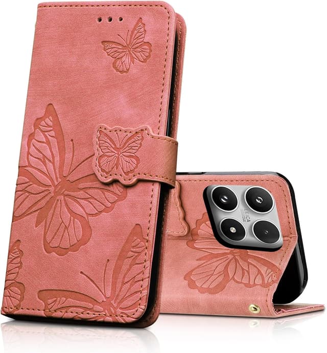 Detalle de CXTcase Handyhülle für Xiaomi 17 – PU Leder Flip Case mit Kartenfächern & Standfunktion, Rosa