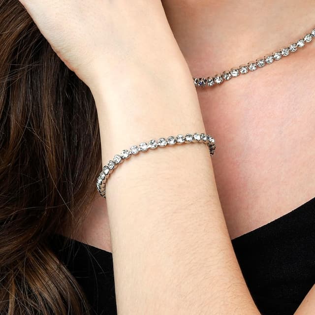 Detalle 2 de ZAVANA Bracciale Tennis per Donna e Ragazza con strass rotondi, colore argento o oro