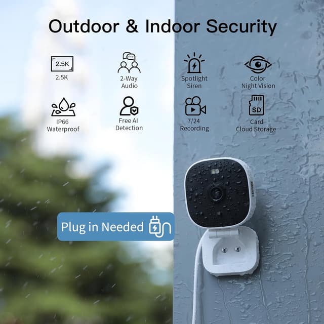 Detalle 2 de VIMTAG 2.5K Outdoor/Indoor Security Cameras (2-Pack) with Light/Siren, 2-Way Audio, and Color Night Vision