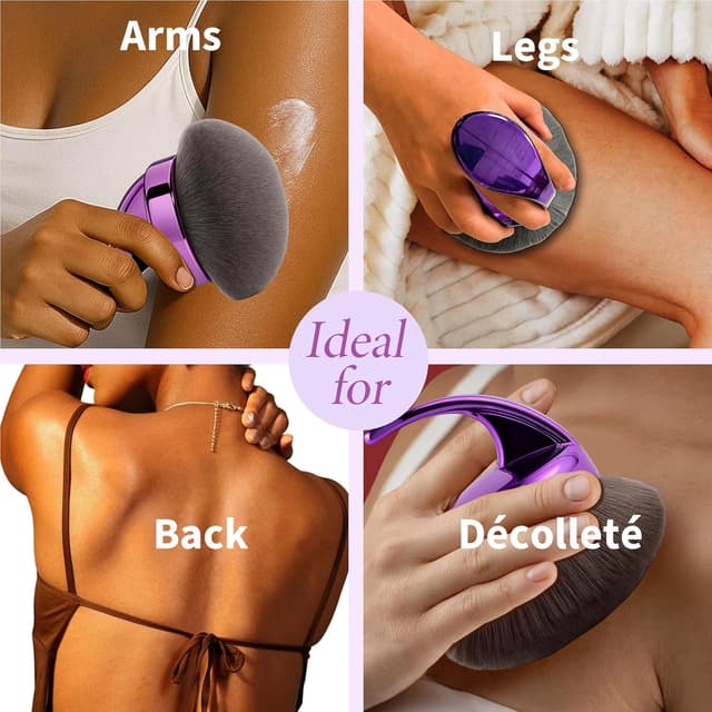 Detalle de Hoostee Blend & Blur Ultra Large Body Makeup Brush for Self Tanner (Purple) – 5.11-inch Wide-Head Kabuki