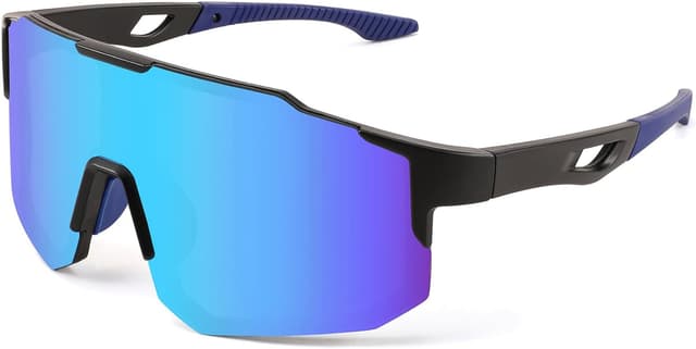 Detalle de FEISEDY Sport Sonnenbrille für Herren & Damen – Fahrradbrille mit UV400, verspiegelten Gläsern und weitem Sichtfeld