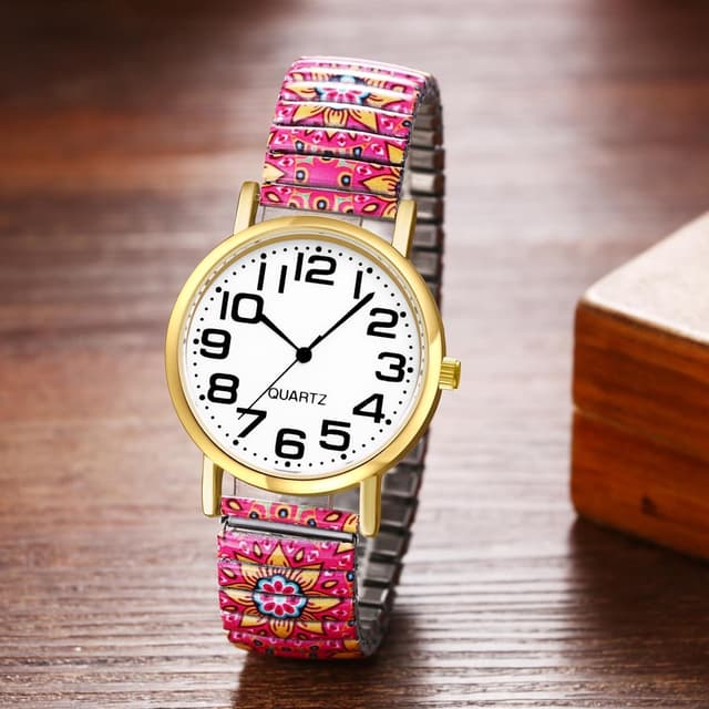 Detalle 2 de Avaner Damen Boho Stretchband Armbanduhr mit großen arabischen Ziffern