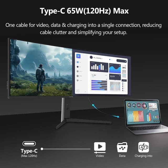 Thumbnail 6 de Z-Edge 49-inch Curved Gaming Monitor (DQHD 5120x1440) 144Hz IPS with FreeSync, HDR10, USB-C 65W & KVM