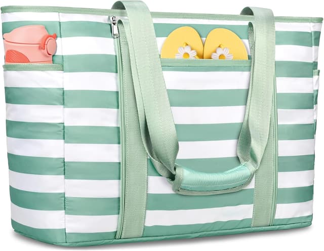 Detalle de KTUEOV Sac de plage femme XXL 45 L pliable avec compartiment humide et poches multiples