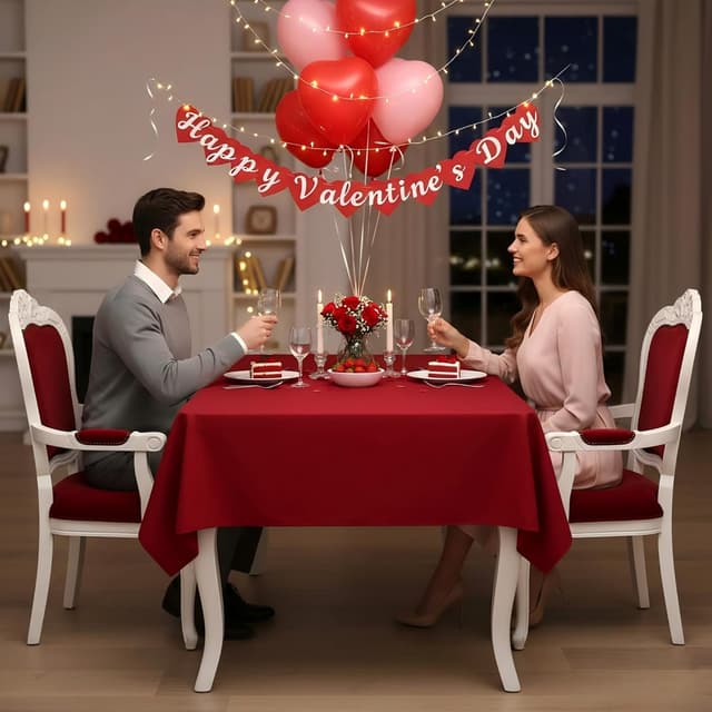 Detalle de sancua Rectangle Tablecloth (60 x 84 Inch) — Stain & Wrinkle Resistant Washable Polyester Table Cover, Red