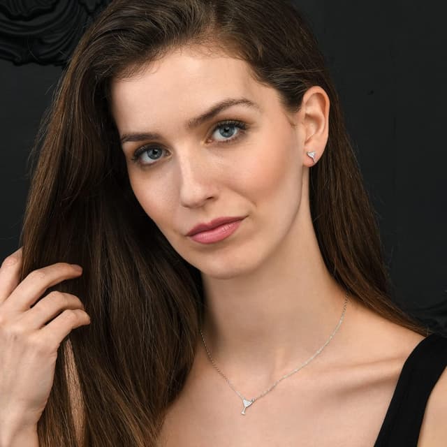 Detalle de Diamond Treats petites boucles d’oreilles argent 925 en forme de verre de cocktail (clous) pour femme et jeune fille