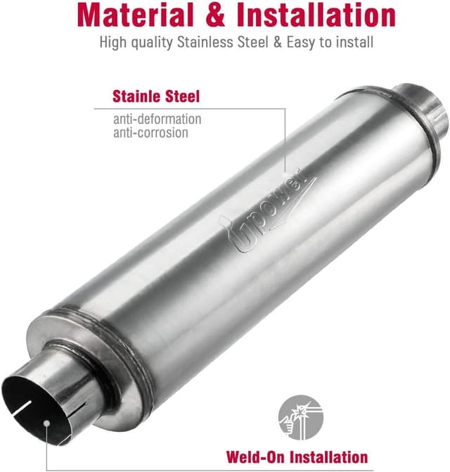 Detalle 2 de Upower 4" Inlet Diesel Exhaust Muffler (Straight-Through Stainless Steel) XS2772