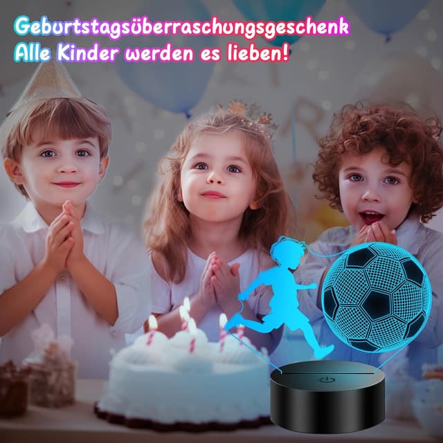 Detalle de Polemera 3D Fußball-Nachtlicht für Jungen (16 Farben) mit Fernbedienung