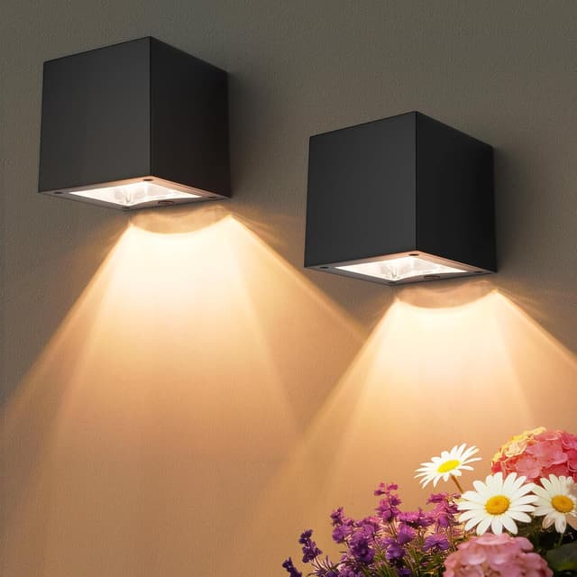 Detalle de YUNYODA Solar Wall Lights 2 Pack Outdoor