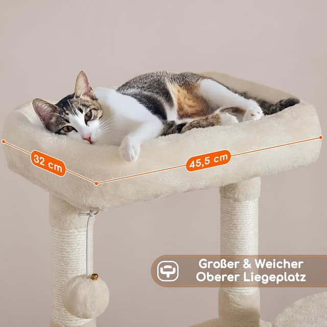 Detalle 2 de Yaheetech Kratzbaum 107 cm mit Katzenhöhle, Sisal & Kratzflächen (beige)