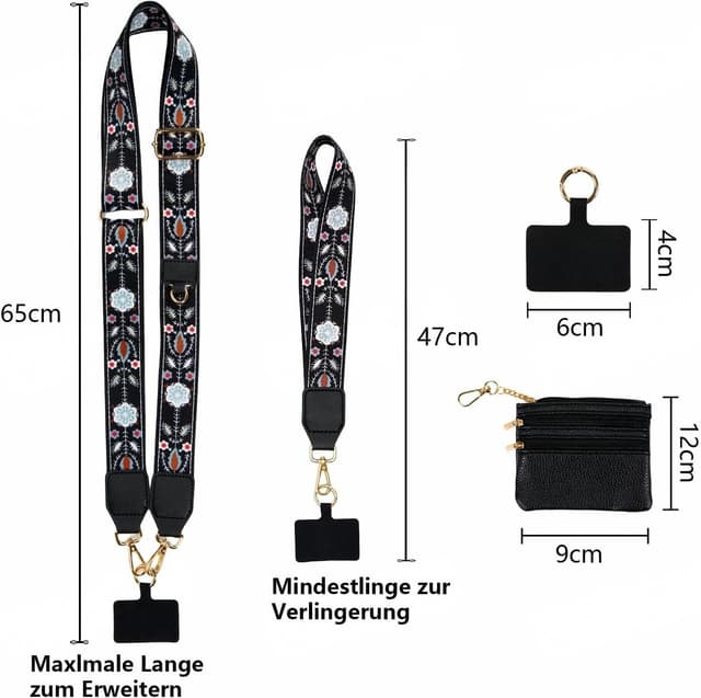 Detalle de Noverli Universal Handykette mit Tasche und verstellbarem Schulterriemen (abnehmbar)