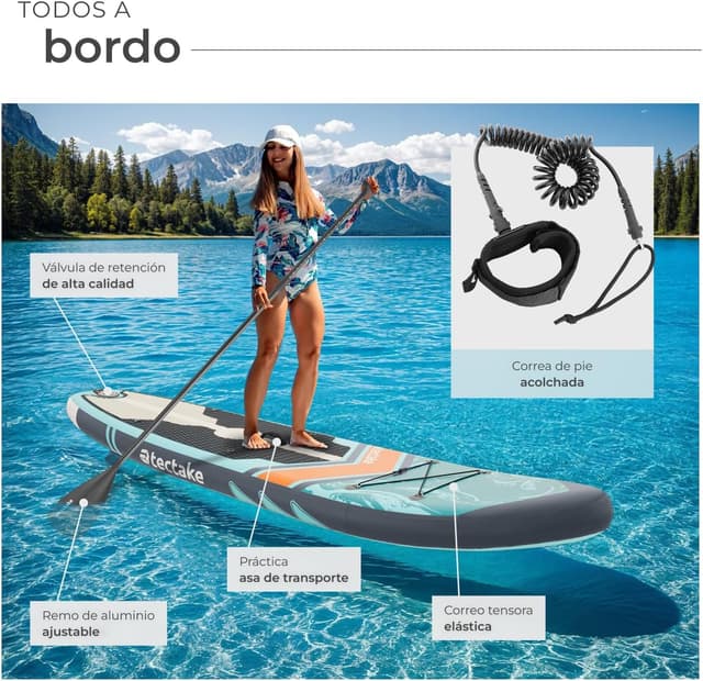 Detalle de tectake® Tabla de Paddle Surf Hinchable 200 kg
