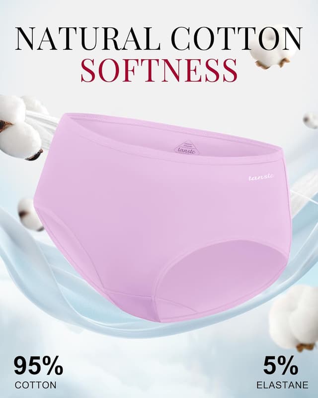 Detalle 2 de TANSTC Mutande Culotte Donna in Cotone (confezione da 6 slip hipster, vita bassa)
