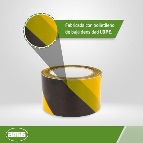 Detalle de Amig - Cinta de Balizaje LDPE 200 m Amarillo y Negro ⚠