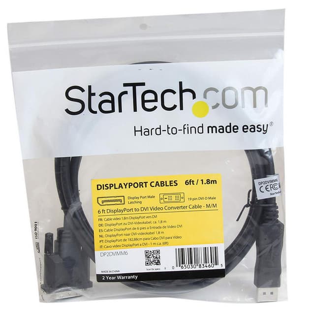 Detalle de Startech Cable Adaptador DisplayPort a DVI-D 1,8 m