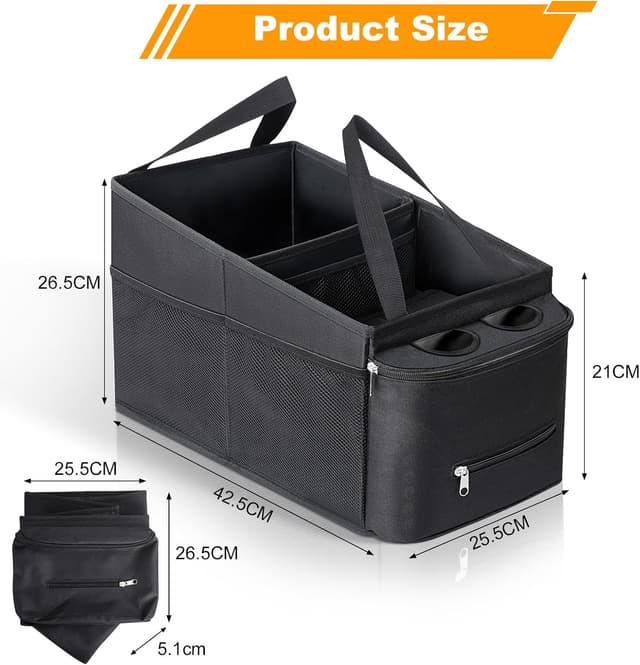 Detalle de Romon Organizer Auto per bagagliaio e sedili anteriori/posteriori con divisorio, maniglie e tasche in rete