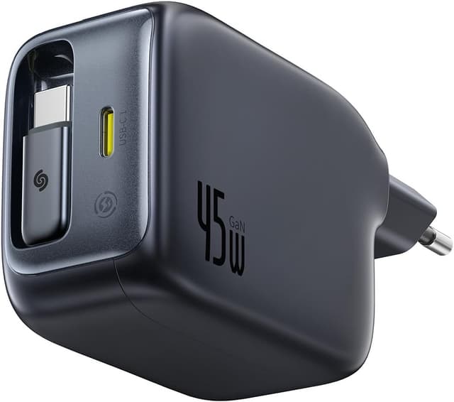 Detalle de Baseus Enercore 45 W caricatore USB‑C con cavo retrattile