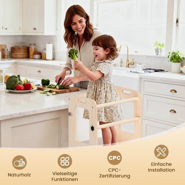 Thumbnail 4 de Woodure Montessori Lernturm 4-in-1 mit Kreidetafel