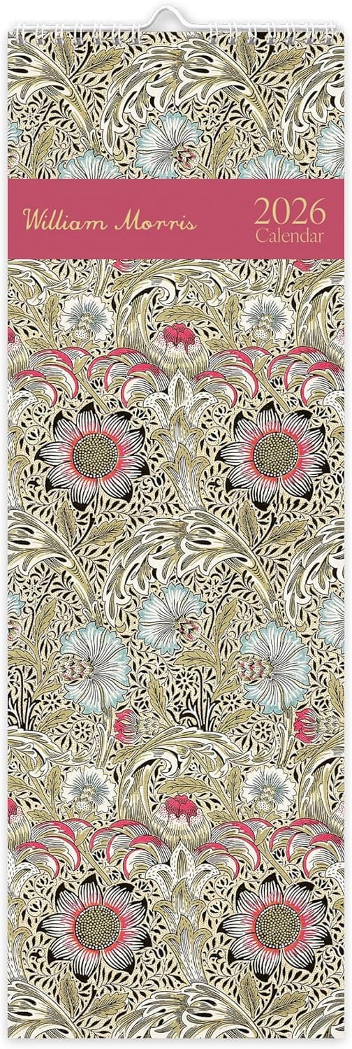 Detalle de Calendario da parete sottile 2026 William Morris con anello metallico e stampe classiche