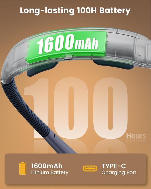 Detalle de Glocusent Nacken-Leselampe fürs Bett mit Timer & Einschlafhilfe (3 Farben, 5 Helligkeitsstufen) – Marineblau