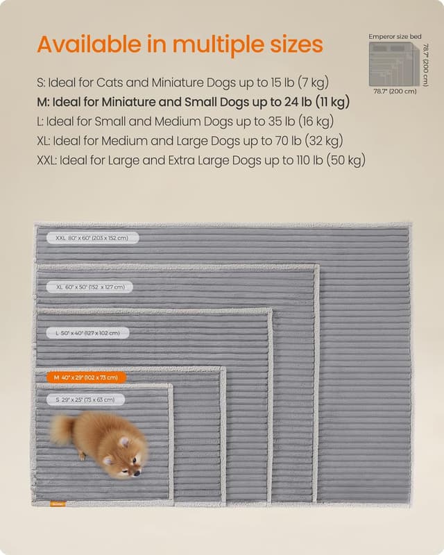 Detalle de Feandrea Waterproof Dog Blanket (M) 102 x 73 cm, reversible faux fur & sherpa PPB034G01