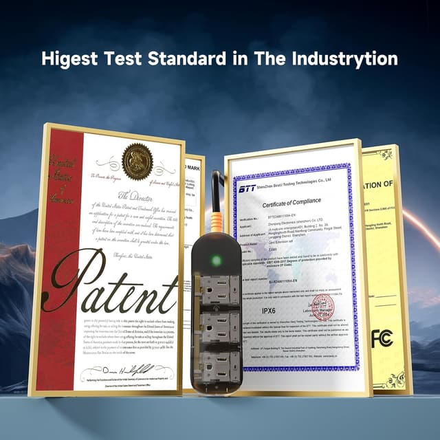 Detalle 2 de CAKINKON Outdoor Power Strip Weatherproof (10 ft) With 3 AC Outlets and Surge Protection, UL Listed