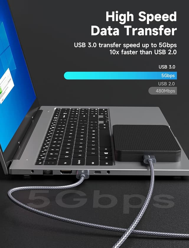 Detalle 2 de JSAUX USB 3.0 A Male to Male cable 5Gbps