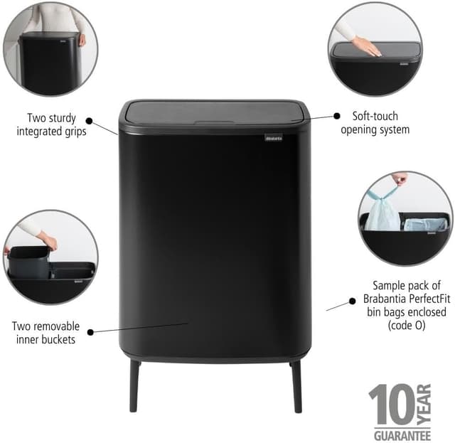Thumbnail 1 de Brabantia Bo Hi Touch Cubo de Basura 2x30L Negro Mate 🚮